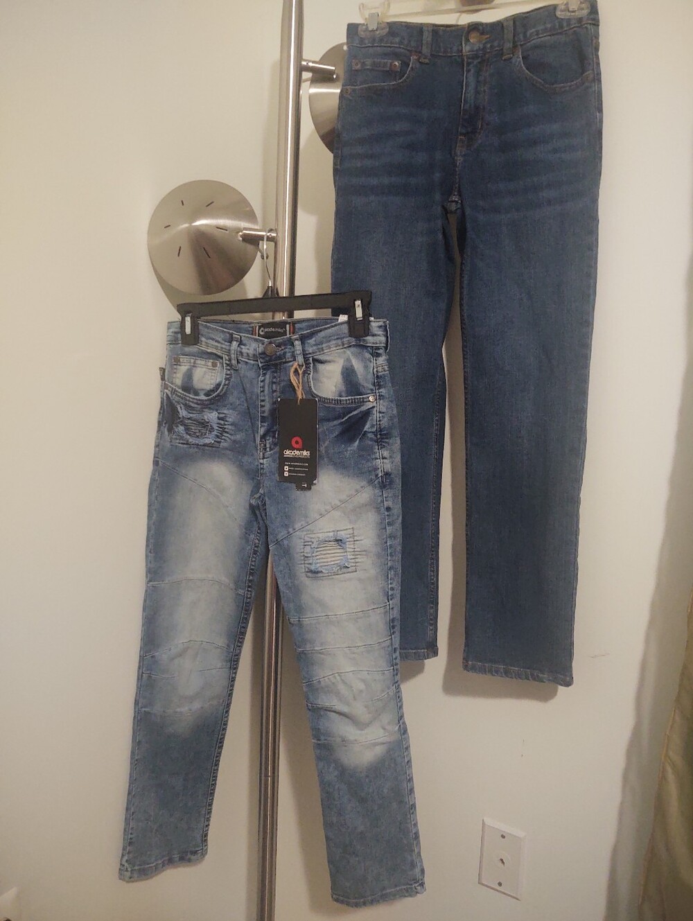 2 Pairs Youth Boys Dual Wash Straight Jeans - Light & Dark Blue Size 12